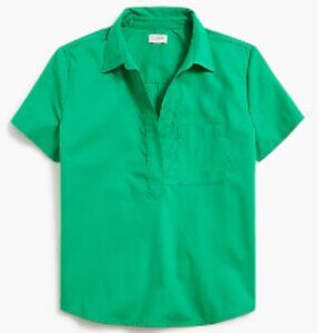 Jcrew Short-sleeve poplin popover top in kelly green